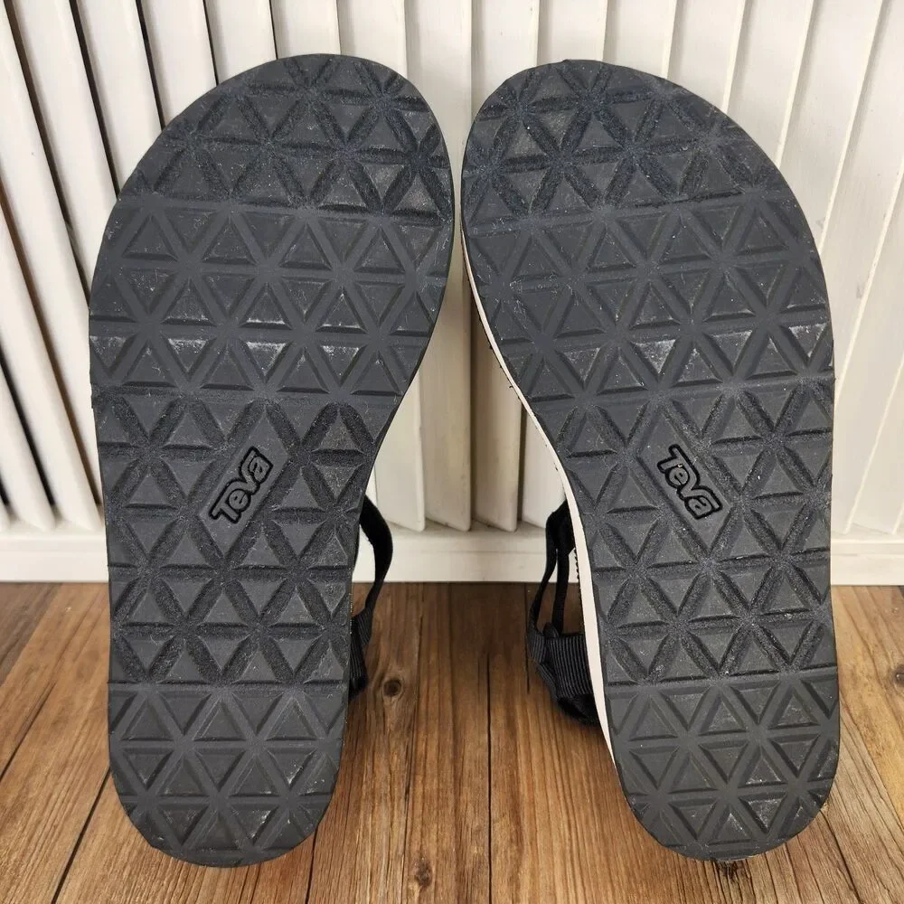 Teva Flatform Universal Sandals Women's 8 Black Platform Slingback Shoes 1008844